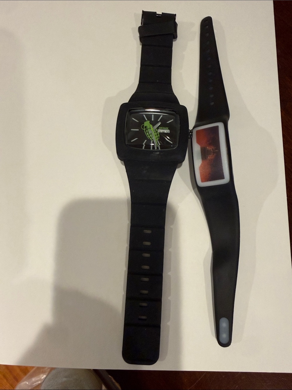 Black Silicone Smartwatch with Green Dial Accent